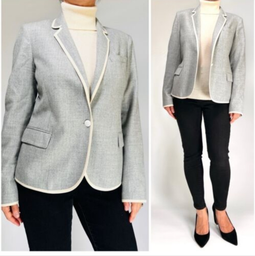 Theory Grey Blazer with Off White Trim Size 00